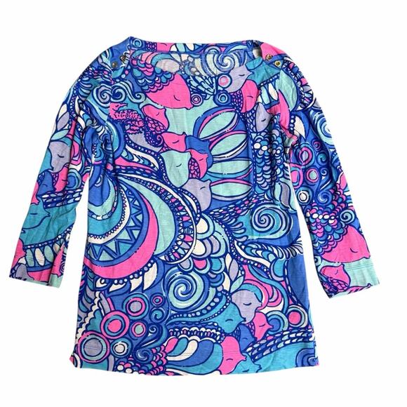 Lilly Pulitzer Alida Boatneck Top in Sea Jewels Size XS - Picture 2 of 7